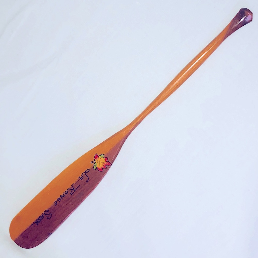 Vintage Souvenir Canoe Paddle La Ronge Saskatchewan Miniature Carved Wood 9.5”